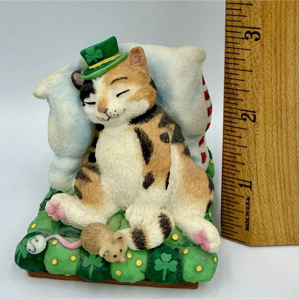 Vtg Irish Calendar Cats St Patty's Day MARCH DANBURY MINT Figurine Cat 1990 ☘️